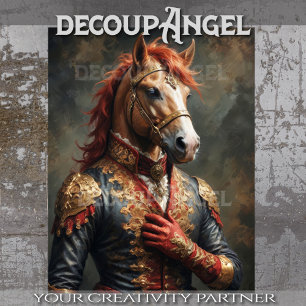 Papier Mousseline Cheval Aristocratique en Pose Napoléon - Découpage