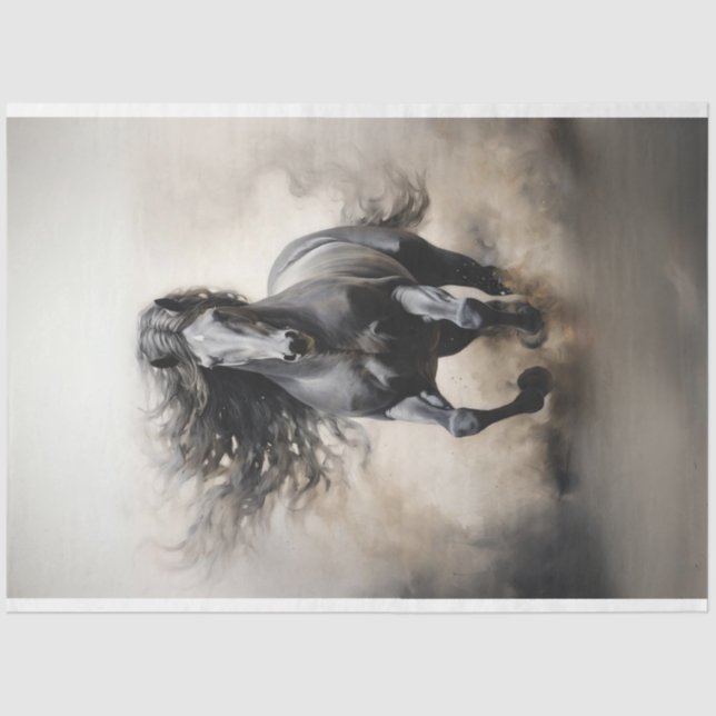 Papier Mousseline Cheval Black Stallion en course Découpage (Recto)