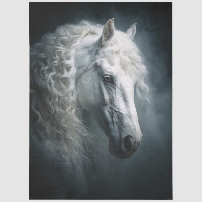 Papier Mousseline Cheval blanc fantôme découpage de Pur-sang (Recto)