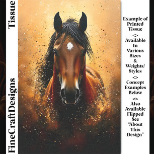 Papier Mousseline Cheval Brun Marron, Or & Noir DF1L Découpage