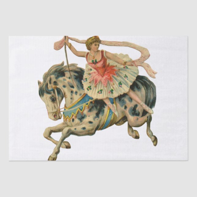Papier Mousseline Cheval Cirque Acrobat Dancer Carousel Chevaux Dans (Recto)