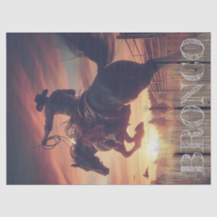 Papier Mousseline Cheval Cowboy Western Bronco