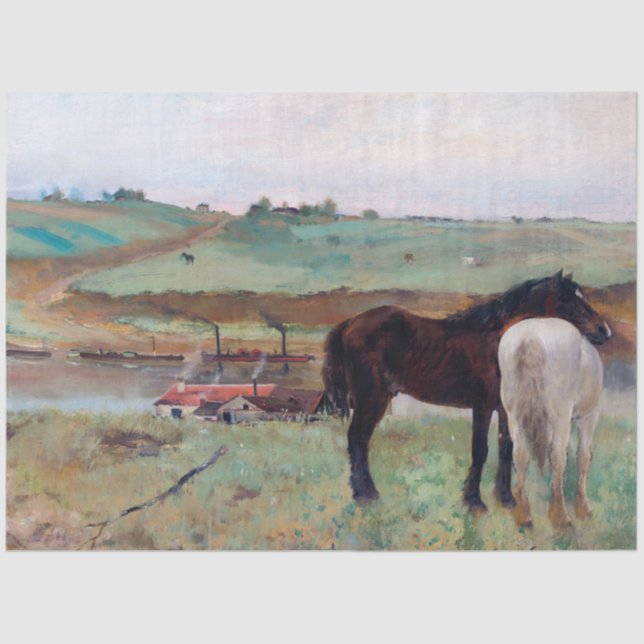 Papier Mousseline Cheval dans un pré, Edgar Degas (Recto)