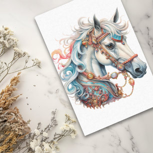 Papier Mousseline Cheval de carrousel Imaginaire aquarelle