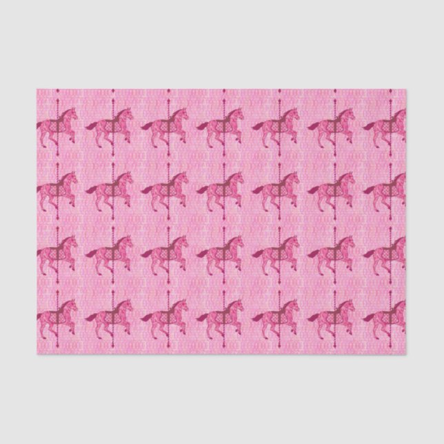 Papier Mousseline Cheval de carrousel - rose de fuchsia (Recto)
