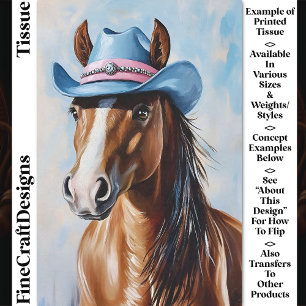 Papier Mousseline Cheval de châtaignes, Casquette de cowboy rose ble