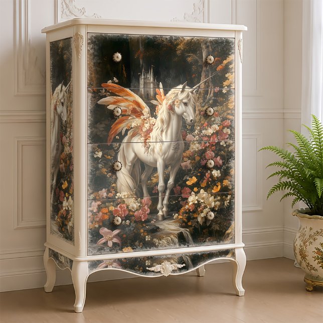 Papier Mousseline Cheval de Fée Orange Floral Forêt Récupération (Créateur téléchargé)