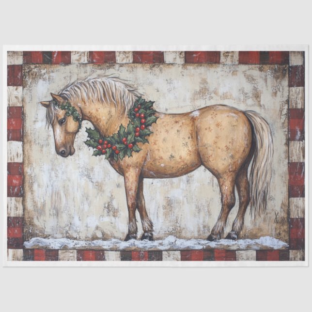 Papier Mousseline Cheval de Noël primitif (Recto)