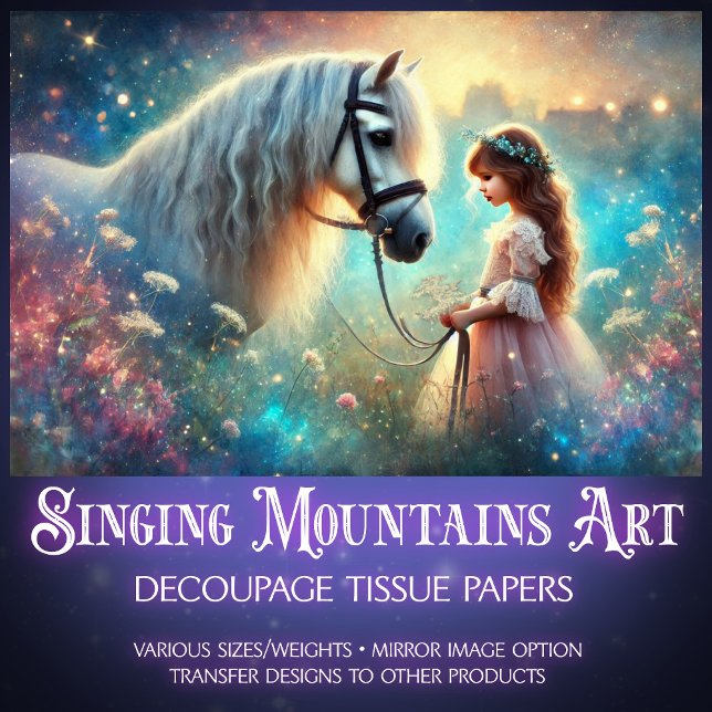 Papier Mousseline Cheval de pré mystique et déroupage de fille (Créateur téléchargé)