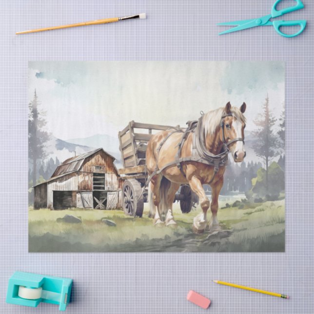 Papier Mousseline Cheval de trait agricole (Artisanat)