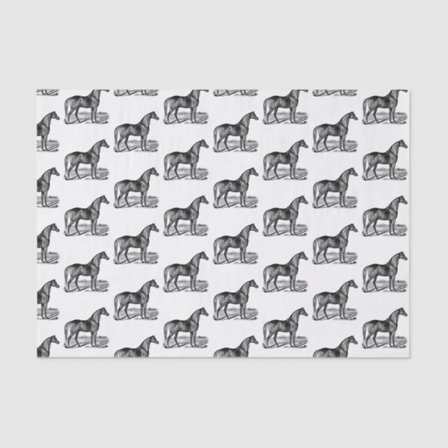 Papier Mousseline Cheval debout vintage (Recto)