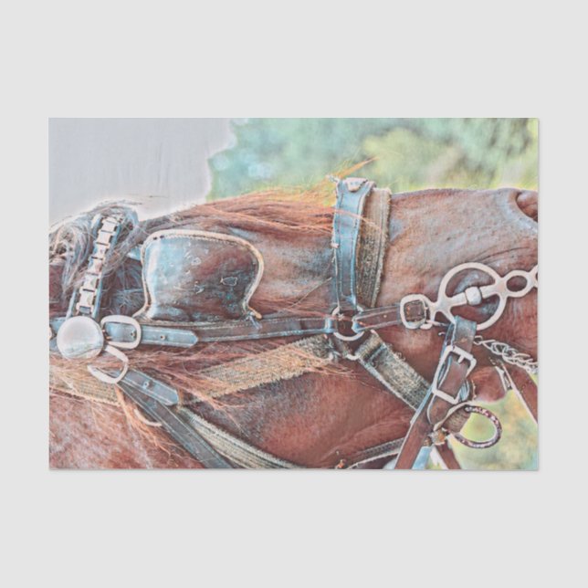 Papier Mousseline Cheval decoupage rustique western campagne (Recto)