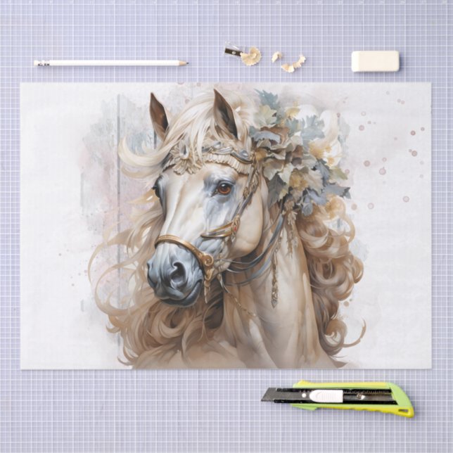 Papier Mousseline Cheval floral (Artisanat)