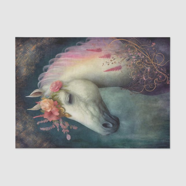 Papier Mousseline Cheval floral antique (Recto)