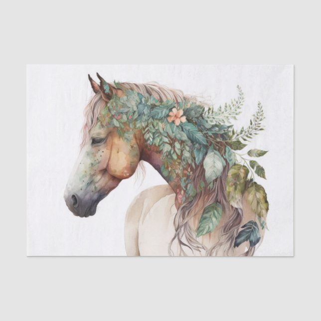 Papier Mousseline Cheval floral exceptionnel (Recto)