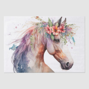 Papier Mousseline Cheval floral exceptionnel
