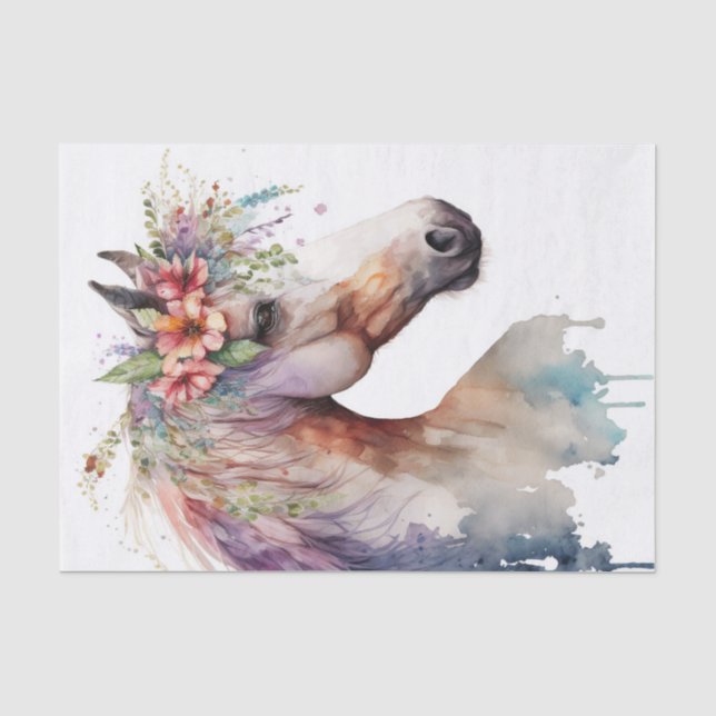 Papier Mousseline Cheval floral exceptionnel (Recto)