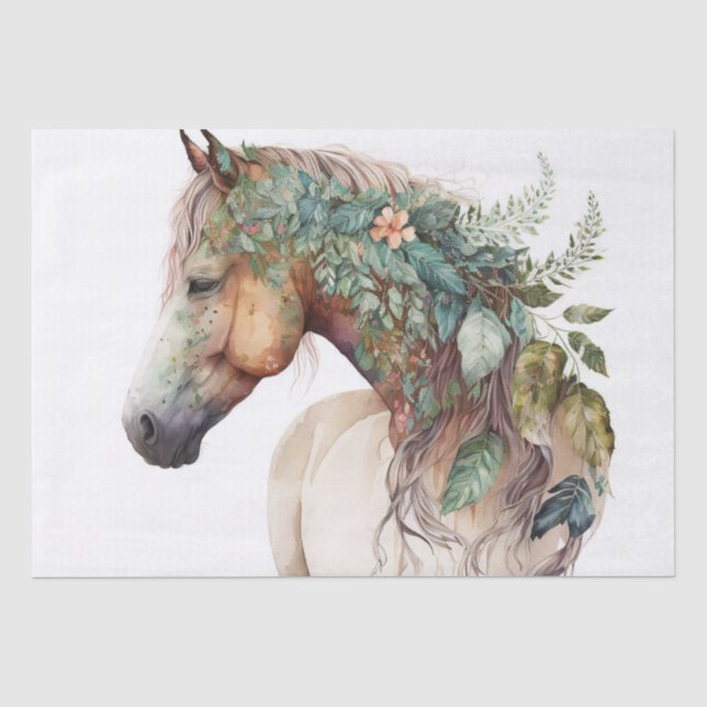 Papier Mousseline Cheval floral exceptionnel (Recto)
