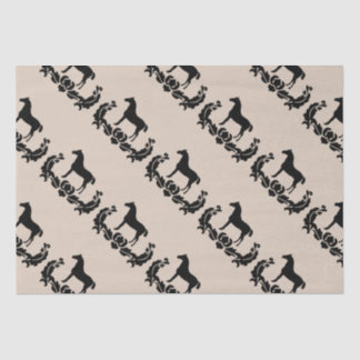 Papier Mousseline Cheval noir et blanc Damas