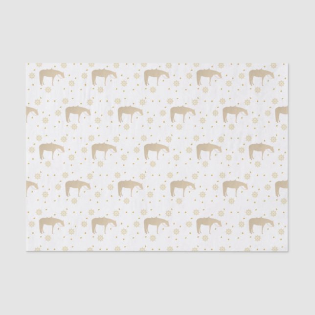 Papier Mousseline Cheval occidental blanc d'or de parchemin de (Recto)