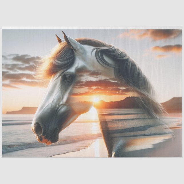 Papier Mousseline Cheval sauvage Chincoteague Island Papier de décou (Recto)