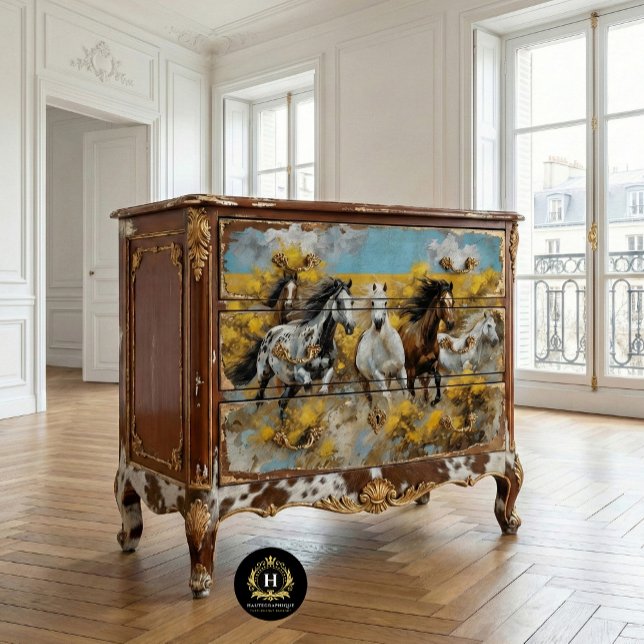Papier Mousseline Cheval Sauvage Mustang Découpage Rustique (Créateur téléchargé)