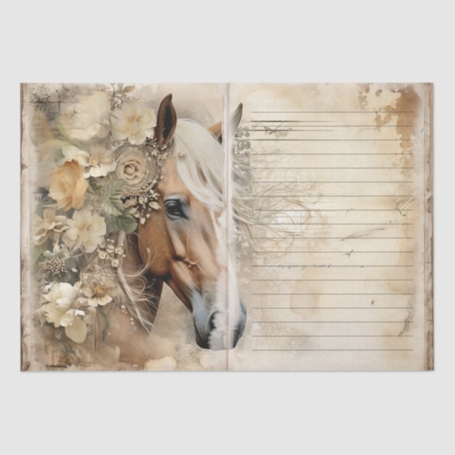 Papier Mousseline Cheval Shabby Chic Junk Journal papier (Recto)