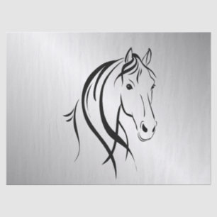 Papier Mousseline Cheval tête sur argent