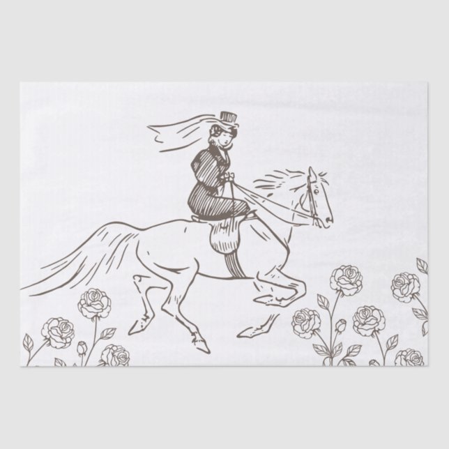 Papier Mousseline Cheval Vintage Lady équitation Sidesaddle Découpag (Recto)