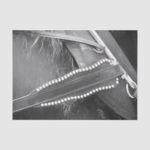Papier Mousseline Cheval Western Noir Et Blanc Vintage Rustique