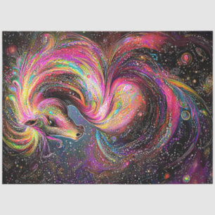 Papier Mousseline Cheval Whimsical De Découpage Abstrait Vibrant