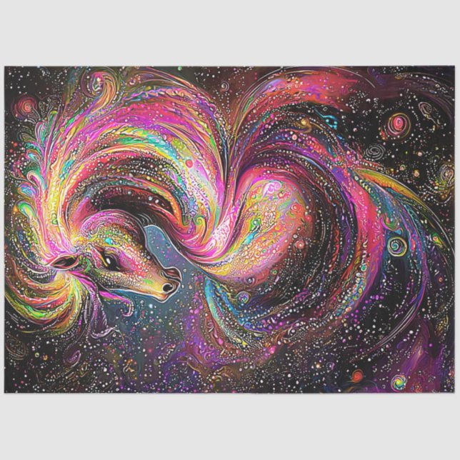 Papier Mousseline Cheval Whimsical De Découpage Abstrait Vibrant (Recto)