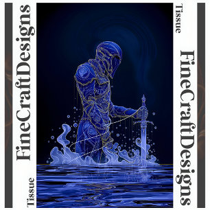 Papier Mousseline Chevalier Noble Bleu Avec Épée Découpage Droite 15