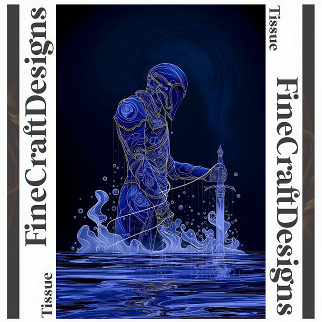 Papier Mousseline Chevalier Noble Bleu Avec Épée Découpage Droite 15 (Créateur téléchargé)