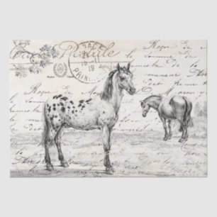 Papier Mousseline Chevaux dans le pâturage français Script Découpage