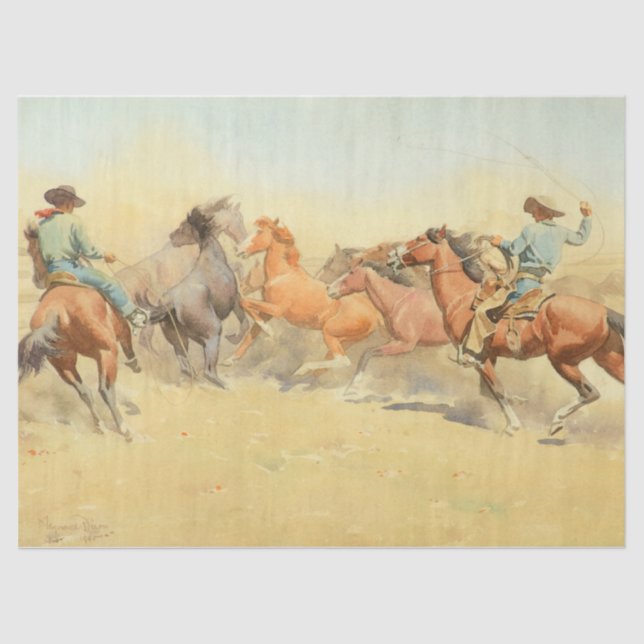 Papier Mousseline Chevaux de course par Maynard Dixon (Recto)