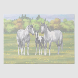 Papier Mousseline Chevaux De Peinture Gris De Pâte De Poisson En Été