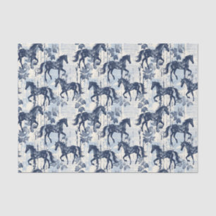 Papier Mousseline Chevaux de Toile Bleu foncé sans couture