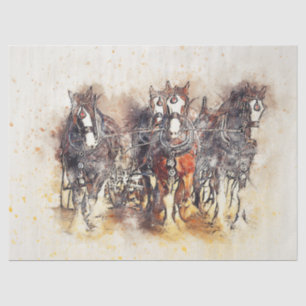 Papier Mousseline Chevaux de travail Western Decoupage Art Tissu Pap