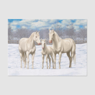 Papier Mousseline Chevaux Du Quartier Blanc En Neige