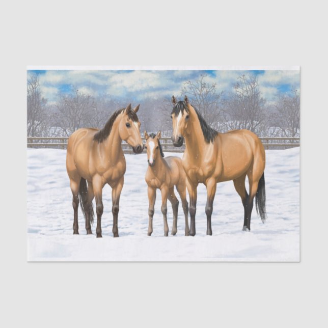 Papier Mousseline Chevaux En Peau De Bouche En Neige (Recto)