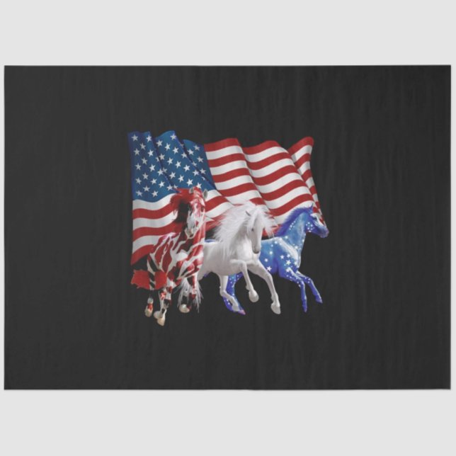 Papier Mousseline Chevaux États-Unis Drapeau américain Cheval (Recto)