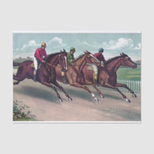 Papier Mousseline Chevaux Racing Peinture Découpage