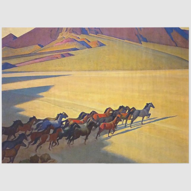 Papier Mousseline "Chevaux sauvages du Nevada" par Maynard Dixon (Recto)