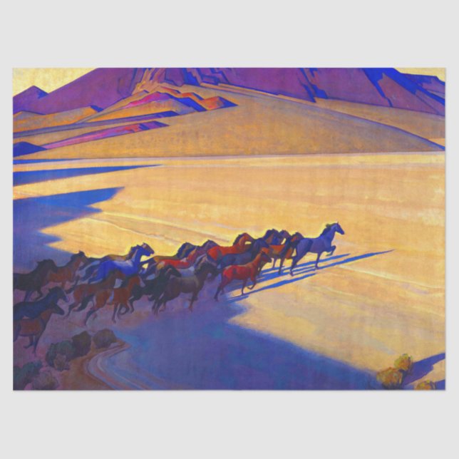 Papier Mousseline Chevaux sauvages du Nevada par Maynard Dixon (Recto)