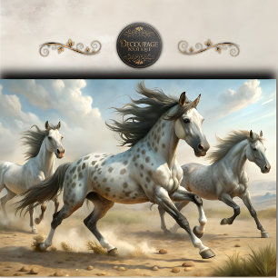 Papier Mousseline Chevaux Sauvages Tachetés Art Découpage