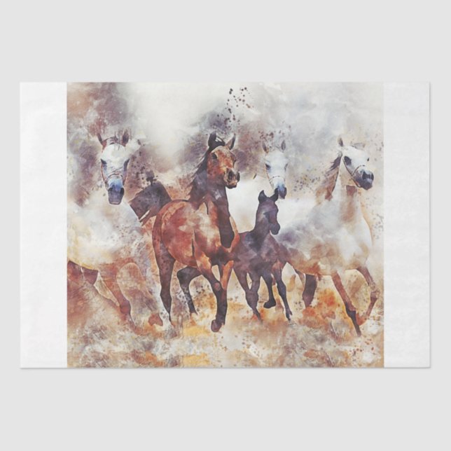 Papier Mousseline Chevaux sauvages Western 15x15 Découpage Papier de (Recto)
