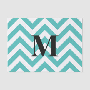 Papier Mousseline Chevron bleu avec le monogramme