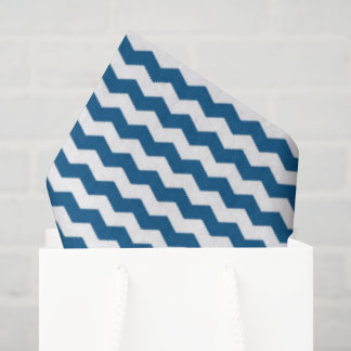 Papier Mousseline Chevron Bleu Et Blanc