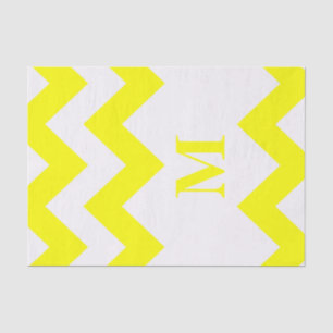 Papier Mousseline Chevron jaune gras avec monogramme